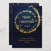 Gold Navy Sparkle Lights Corporate Kerstmis Feestdagenkaart (Voorkant / Achterkant)