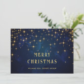 Gold Navy Sparkle Lights Corporate Kerstmis Feestdagenkaart (Staand voorkant)