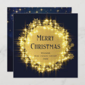 Gold Navy Sparkle Lights Corporate Kerstmis Feestdagenkaart (Voorkant / Achterkant)
