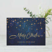 Gold Navy Sparkle Lights Corporate Kerstmis Feestdagenkaart (Staand voorkant)