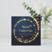 Gold Navy Sparkle Lights Corporate Kerstmis Feestdagenkaart (Staand voorkant)