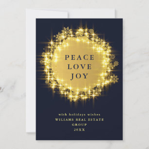 Gold Navy Sparkle Lights Corporate Kerstmis Feestdagenkaart