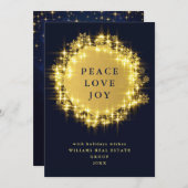 Gold Navy Sparkle Lights Corporate Kerstmis Feestdagenkaart (Voorkant / Achterkant)