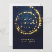 Gold Navy Sparkle Lights Corporate Kerstmis Feestdagenkaart (Voorkant)