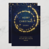 Gold Navy Sparkle Lights Corporate Kerstmis Feestdagenkaart (Voorkant / Achterkant)