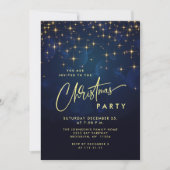 Gold Navy Sparkle Lights Kerstfeest Kaart (Voorkant)