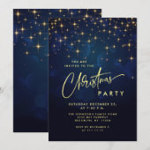 Gold Navy Sparkle Lights Kerstfeest Kaart (Voorkant / Achterkant)