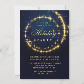 Gold Navy Sparkle Lights Kerstfeest Kaart (Voorkant)