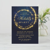 Gold Navy Sparkle Lights Kerstfeest Kaart (Staand voorkant)