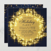 Gold Navy Sparkle Lights Kerstfeest Kaart (Voorkant / Achterkant)