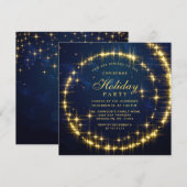 Gold Navy Sparkle Lights Kerstfeest Kaart (Voorkant / Achterkant)