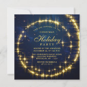 Gold Navy Sparkle Lights Kerstfeest Kaart (Voorkant)