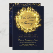 Gold Navy Sparkle Lights Kerstfeest Kaart (Voorkant / Achterkant)
