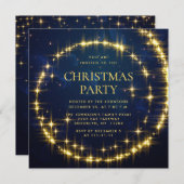 Gold Navy Sparkle Lights Kerstfeest Kaart (Voorkant / Achterkant)