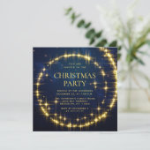 Gold Navy Sparkle Lights Kerstfeest Kaart (Staand voorkant)