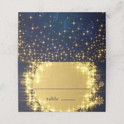 Gold Navy Sparkle Lights kerstfeestje Plaatskaartje (Buitenkant ongevouwen)