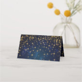 Gold Navy Sparkle Lights kerstfeestje Plaatskaartje (Achterkant)