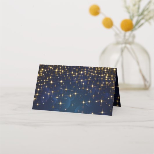 Gold Navy Sparkle Lights kerstfeestje Plaatskaartje (Achterkant)