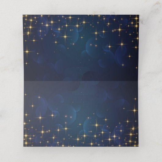 Gold Navy Sparkle Lights kerstfeestje Plaatskaartje (Binnenkant ongevouwen)