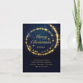 Gold Navy Sparkle Lights Kerstmis Feestdagen Kaart