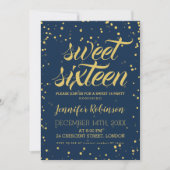 Gold Navy Sweet 16 Glitter Sparkle Confetti Kaart (Voorkant)