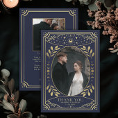 Gold Navy  Tarot Gothic Wedding Bedankkaart