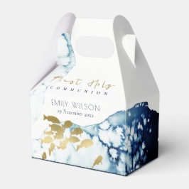 GOLD NAVY UNDERWATER FISH FIRST HOLY COMMUNION BEDANKDOOSJES