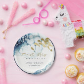 GOLD NAVY UNDERWATER FISH FIRST HOLY COMMUNION PAPIEREN BORDJE (Feest)