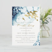 GOLD NAVY UNDERWATER FISH HOLY COMMUNION INVITE BEDANKKAART (Staand voorkant)