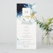 GOLD NAVY UNDERWATER FISH WEDDING CEREMONY PROGRAM MENU (Staand voorkant)