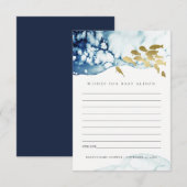 GOLD NAVY UNDERWATER FISH WISHES FOR BABY SHOWER INFORMATIEKAARTJE (Voorkant / Achterkant)