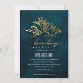 GOLD NAVY UNDERWATER SEAWEED BABY SHOWER INVITE BEDANKKAART (Voorkant)