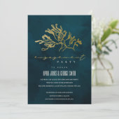 GOLD NAVY UNDERWATER SEAWEED VERLOVING INVITE BEDANKKAART (Staand voorkant)