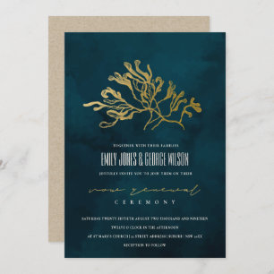 GOLD NAVY UNDERWATER SEAWEED VOW RENEWAL INVITE BEDANKKAART