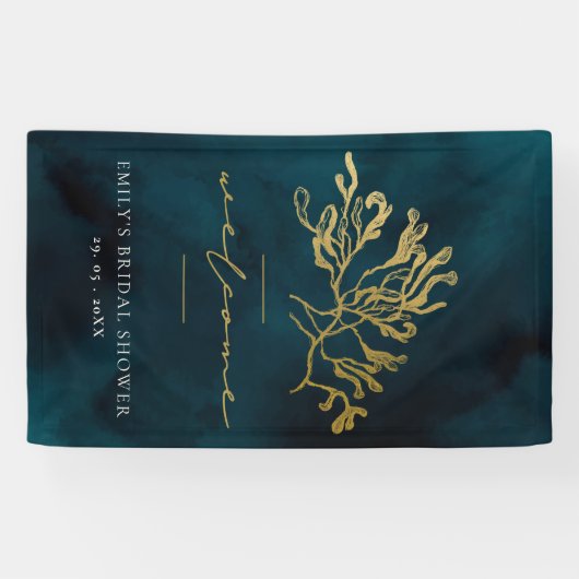 GOLD NAVY UNDERWATER SEAWEED VRIJGEZELLENFEEST WEL SPANDOEK (Horizontaal)