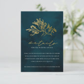 GOLD NAVY UNDERWATER SEAWEED WEDDING DETAILS INFORMATIEKAARTJE (Staand voorkant)