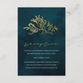 GOLD NAVY UNDERWATER SEAWEED WEDDING RECEPT INFORMATIEKAARTJE (Voorkant)