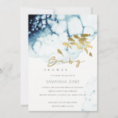 GOLD NAVY UNDERWATER ZEE FISH BABY SHOWER INVITE BEDANKKAART (Voorkant)