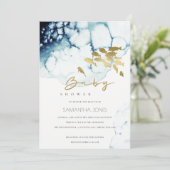 GOLD NAVY UNDERWATER ZEE FISH BABY SHOWER INVITE BEDANKKAART (Staand voorkant)