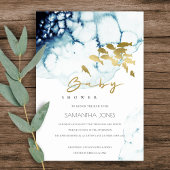 GOLD NAVY UNDERWATER ZEE FISH BABY SHOWER INVITE BEDANKKAART