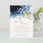 GOLD NAVY UNDERWATER ZEE FISH BABY SHOWER INVITE BEDANKKAART (Staand voorkant)