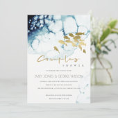 GOLD NAVY UNDERWATER ZEE FISH COUPLE SHOWER INVITE BEDANKKAART (Staand voorkant)