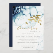 GOLD NAVY UNDERWATER ZEE FISH COUPLE SHOWER INVITE BEDANKKAART (Voorkant / Achterkant)