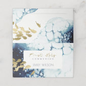 GOLD NAVY UNDERWATER ZEE FISH FIRST HOLY COMMUNION PLAATSKAARTJE (Buitenkant ongevouwen)