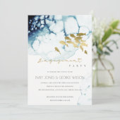 GOLD NAVY UNDERWATER ZEE FISH VERLOVING INVITE BEDANKKAART (Staand voorkant)
