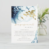 GOLD NAVY UNDERWATER ZEE FISH VERLOVING INVITE BEDANKKAART (Staand voorkant)
