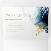 GOLD NAVY UNDERWATER ZEE FISH WATERVERF WEDING DRIELUIK UITNODIGING (Binnenzijde eerst)