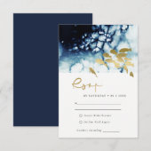 GOLD NAVY UNDERWATER ZEE FISH WEDDING RSVP ENCLOS INFORMATIEKAARTJE (Voorkant / Achterkant)