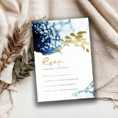 GOLD NAVY UNDERWATER ZEE FISH WEDDING RSVP INFORMATIEKAARTJE