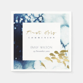 GOLD NAVY UNDERWATER ZEE FISHFIRST HOLY COMMUNION SERVET